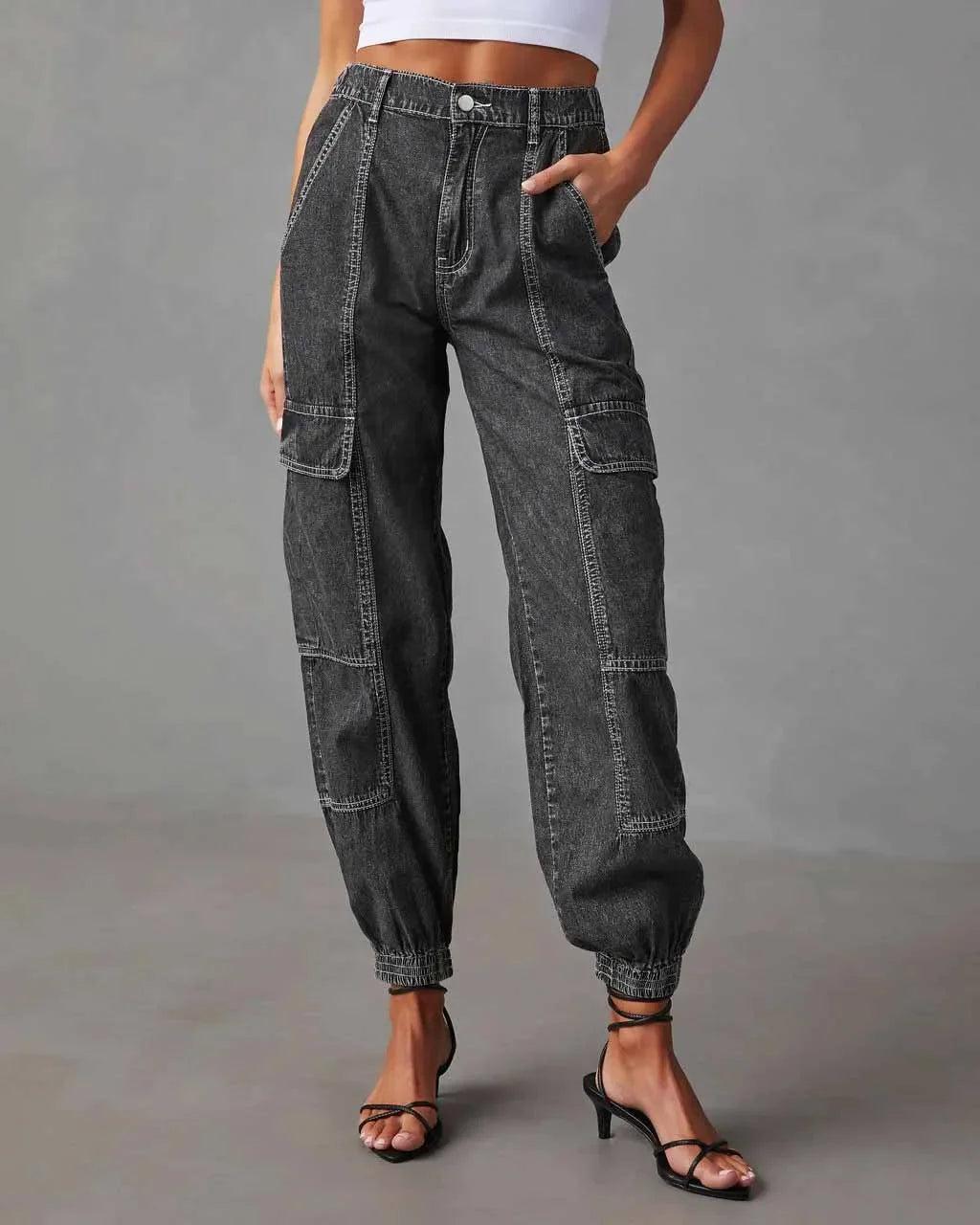 Emily - High Waisted Cargo Jeans