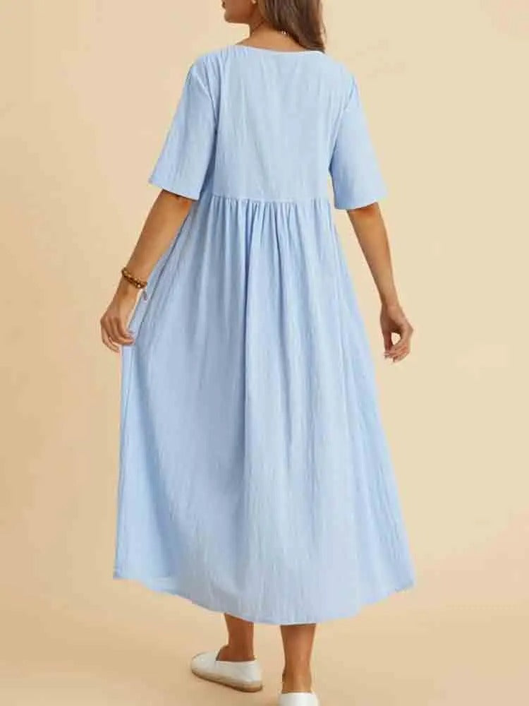 WILMA - COTTON CASUAL O-NECK DRESS