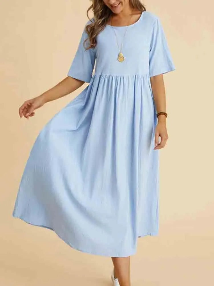 WILMA - COTTON CASUAL O-NECK DRESS