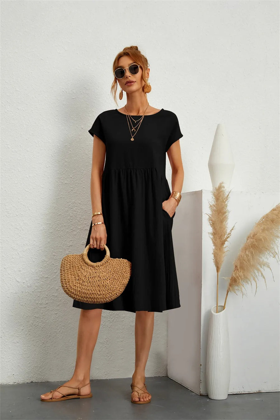 MILLA - O-NECK CASUAL SUMMER LOOSE FIT DRESS