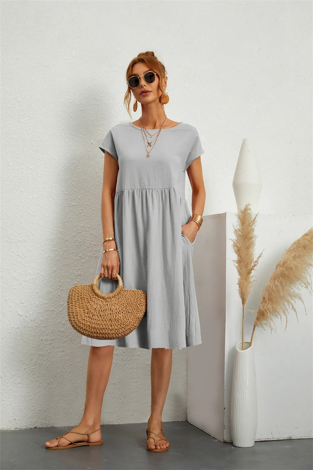 MILLA - O-NECK CASUAL SUMMER LOOSE FIT DRESS