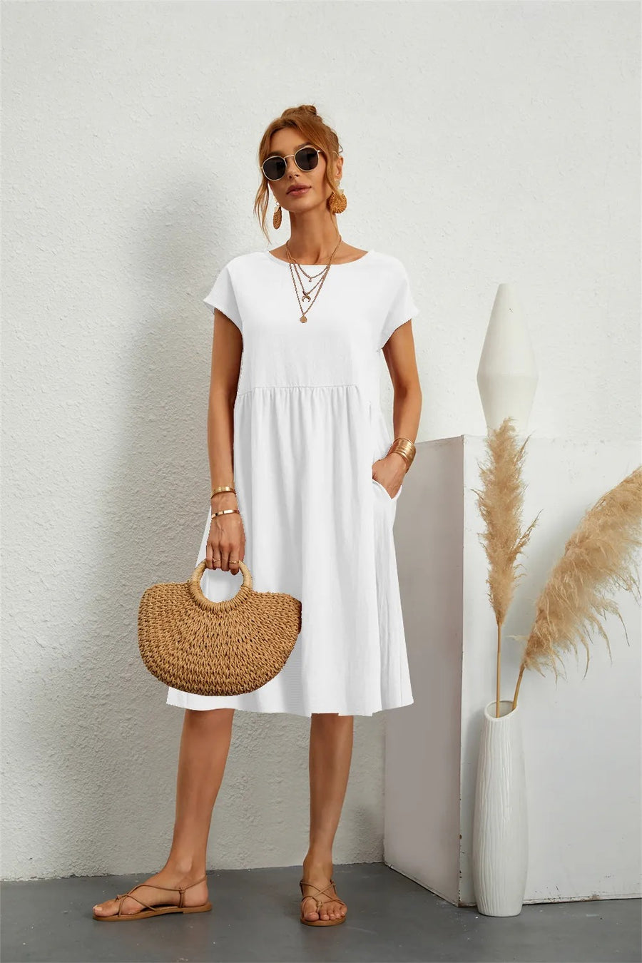 MILLA - O-NECK CASUAL SUMMER LOOSE FIT DRESS