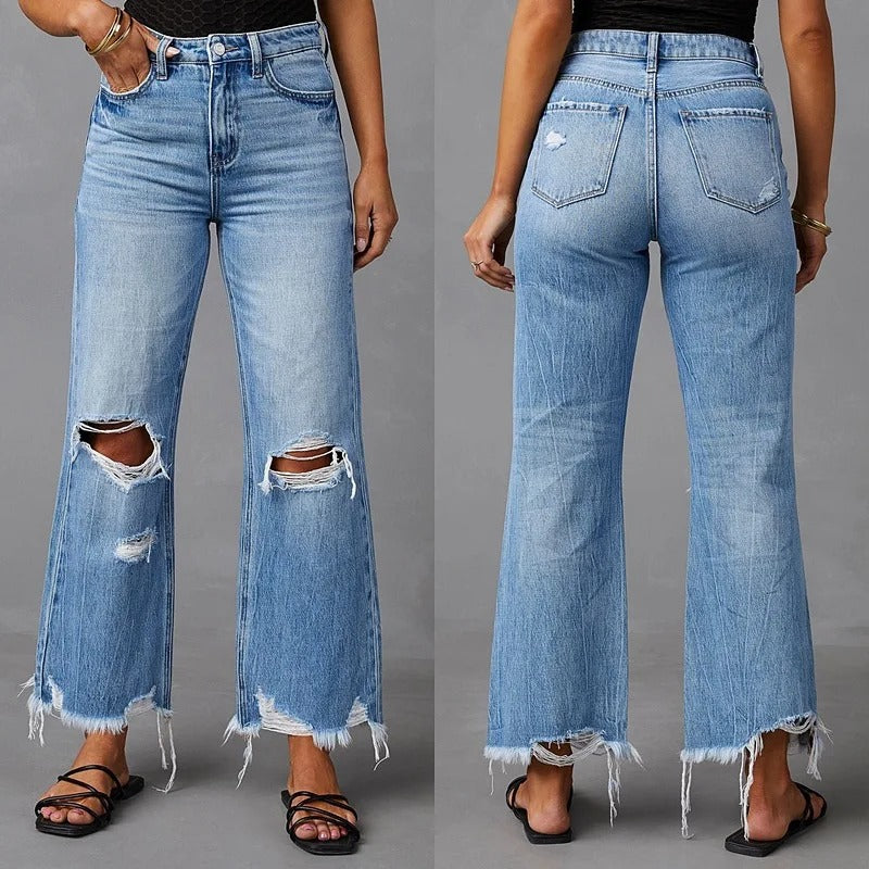 Adele - High Waisted Ripped Jeans