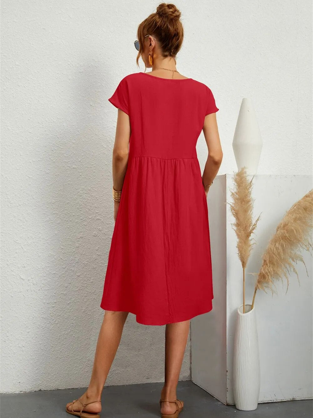 Boho Casual Plus Size Red Dress – Something She Likes Wholesale