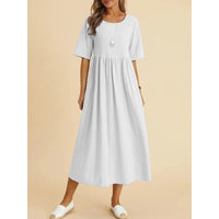 WILMA - COTTON CASUAL O-NECK DRESS