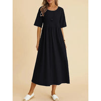 WILMA - COTTON CASUAL O-NECK DRESS